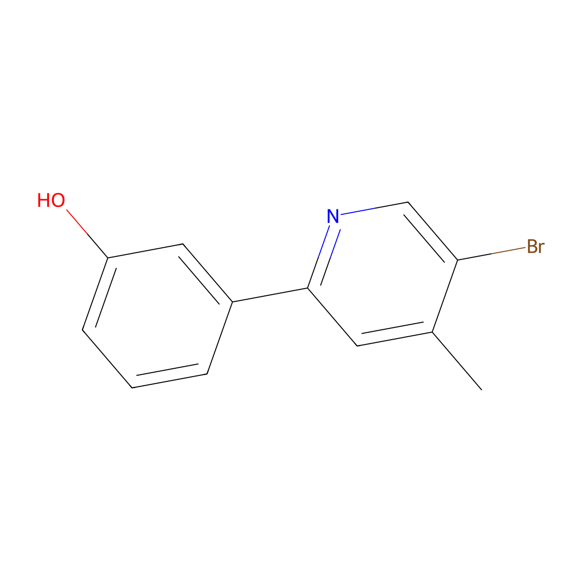 3-(5-Bromo-4-methylpyridin-2-yl)phenol molecular structure, CAS 2059939-32-9