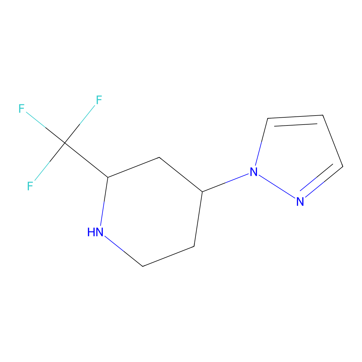 4-(1H-Pyrazol-1-yl)-2-(trifluoromethyl)piperidine molecular structure, CAS 2059939-39-6