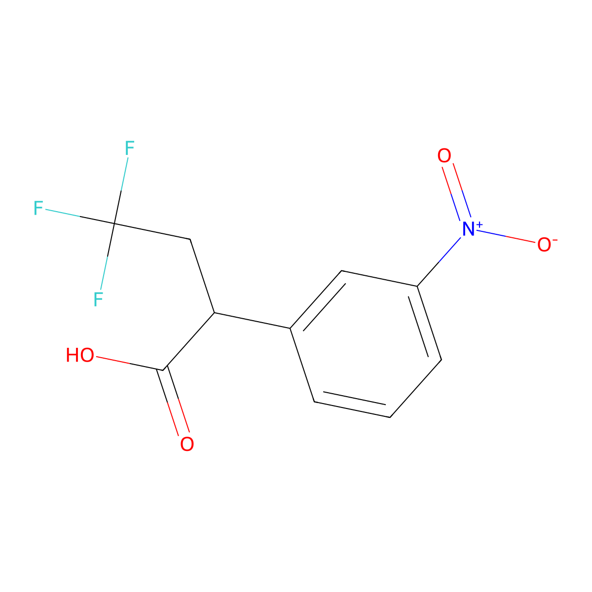 4,4,4-Trifluoro-2-(3-nitrophenyl)butanoic acid molecular structure, CAS 2059939-43-2