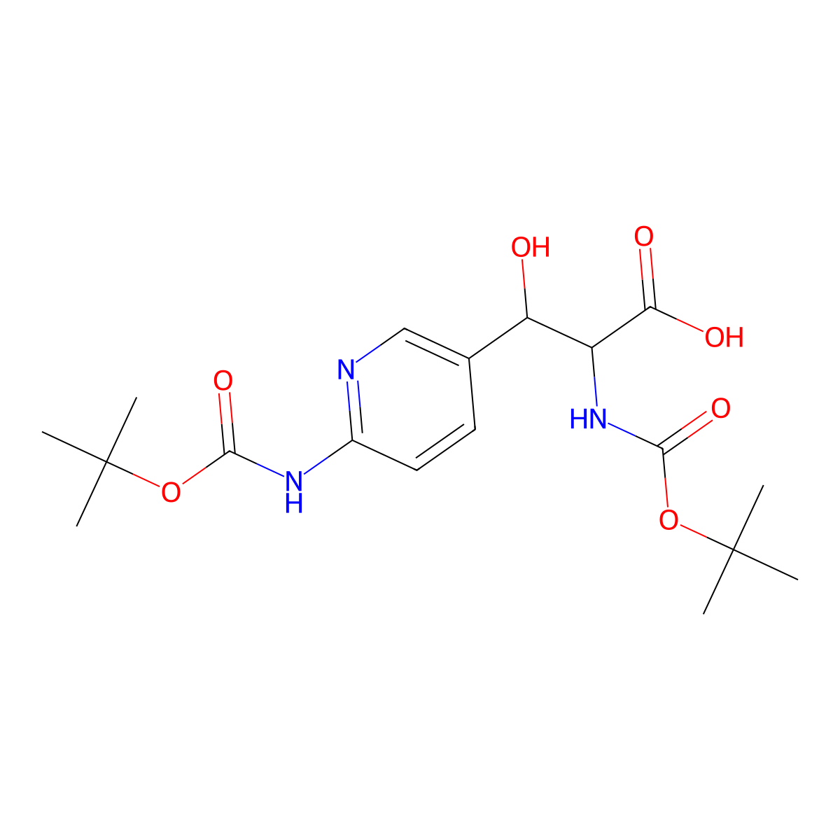 2-{[(Tert-butoxy)carbonyl]amino}-3-(6-{[(tert-butoxy)carbonyl]amino}pyridin-3-yl)-3-hydroxypropanoic acid molecular structure, CAS 2059939-49-8