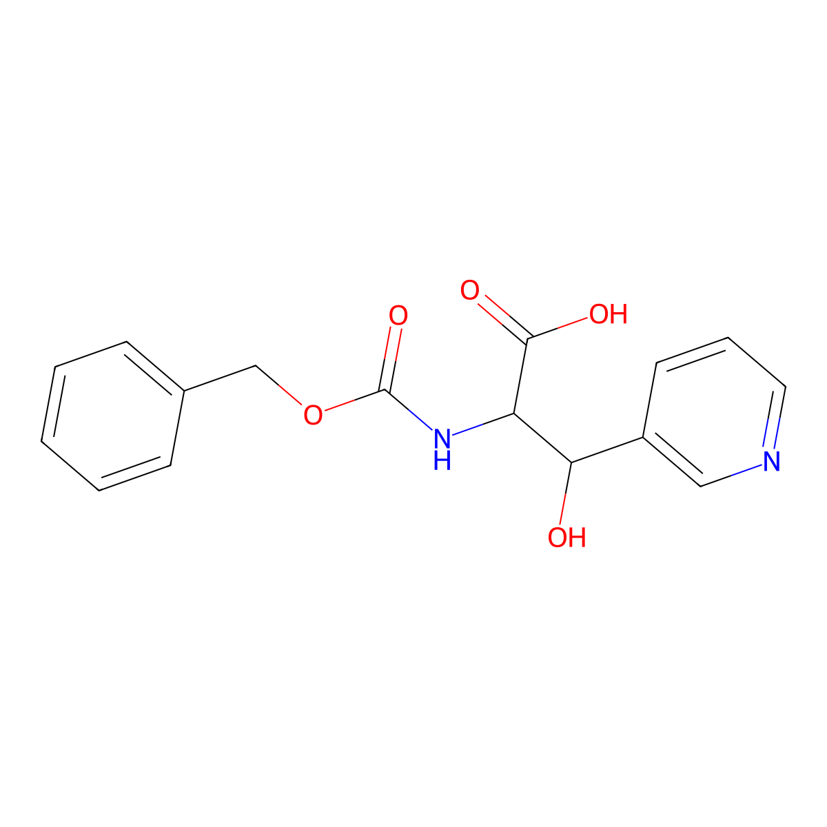 2-{[(Benzyloxy)carbonyl]amino}-3-hydroxy-3-(pyridin-3-yl)propanoic acid molecular structure, CAS 2059939-55-6