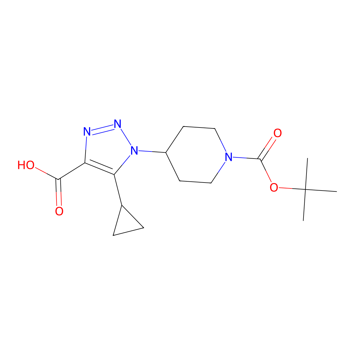 1-{1-[(tert-butoxy)carbonyl]piperidin-4-yl}-5-cyclopropyl-1H-1,2,3-triazole-4-carboxylic acid molecular structure, CAS 2059939-61-4