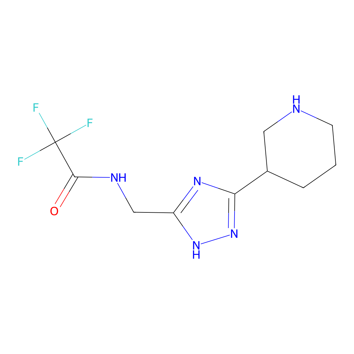 2,2,2-Trifluoro-N-{[3-(piperidin-3-yl)-1H-1,2,4-triazol-5-yl]methyl}acetamide molecular structure, CAS 2059939-66-9