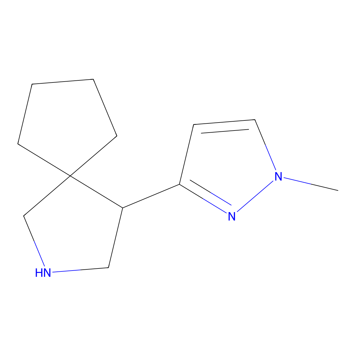 4-(1-Methyl-1H-pyrazol-3-yl)-2-azaspiro[4.4]nonane molecular structure, CAS 2059939-71-6