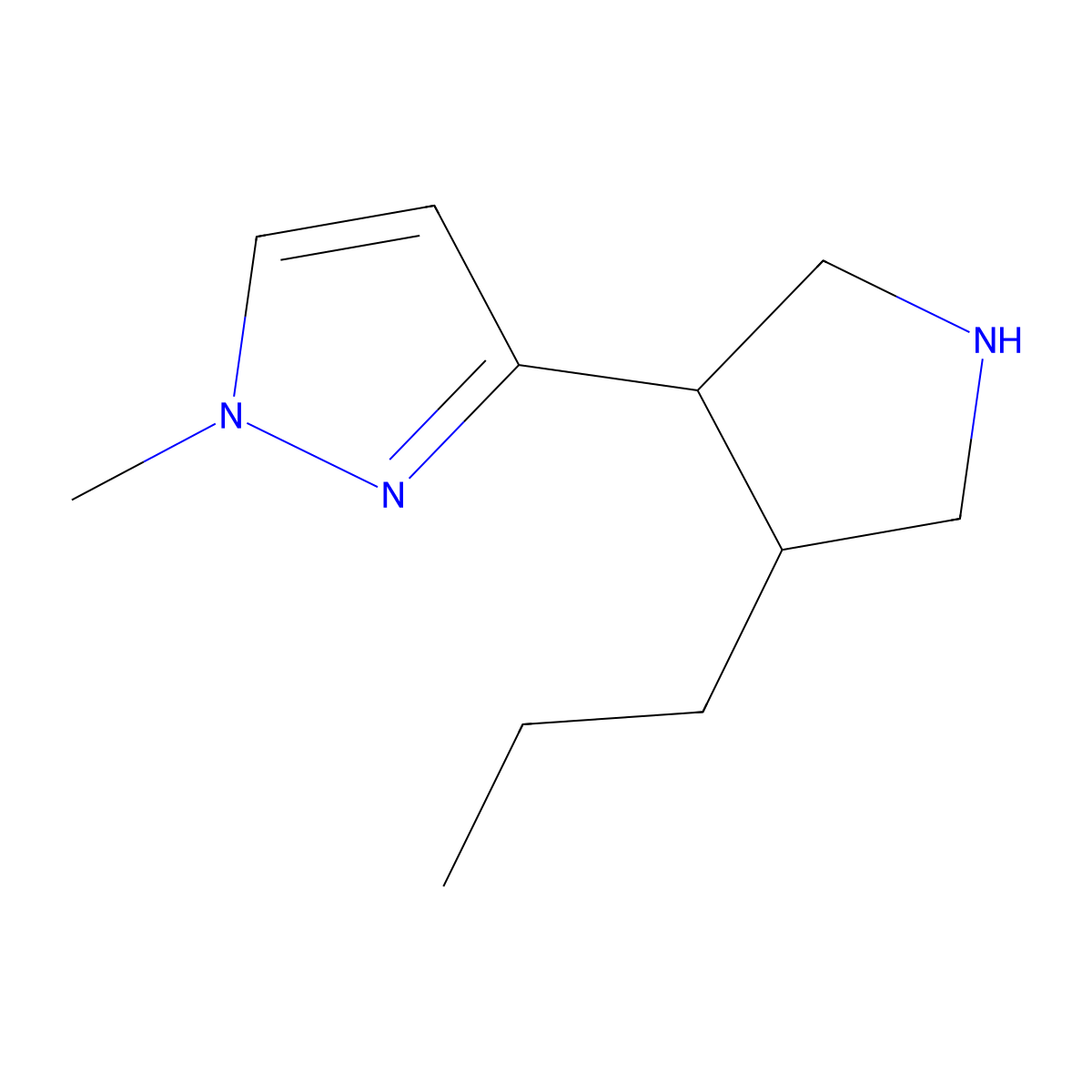 1-Methyl-3-(4-propylpyrrolidin-3-yl)-1H-pyrazole molecular structure, CAS 2059940-35-9