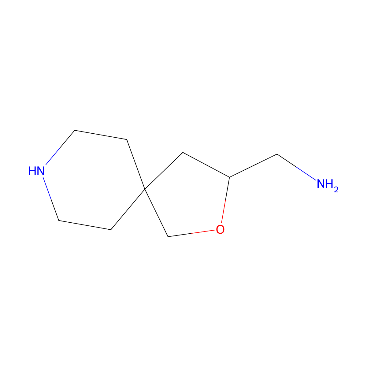 {2-Oxa-8-azaspiro[4.5]decan-3-yl}methanamine molecular structure, CAS 2059940-42-8