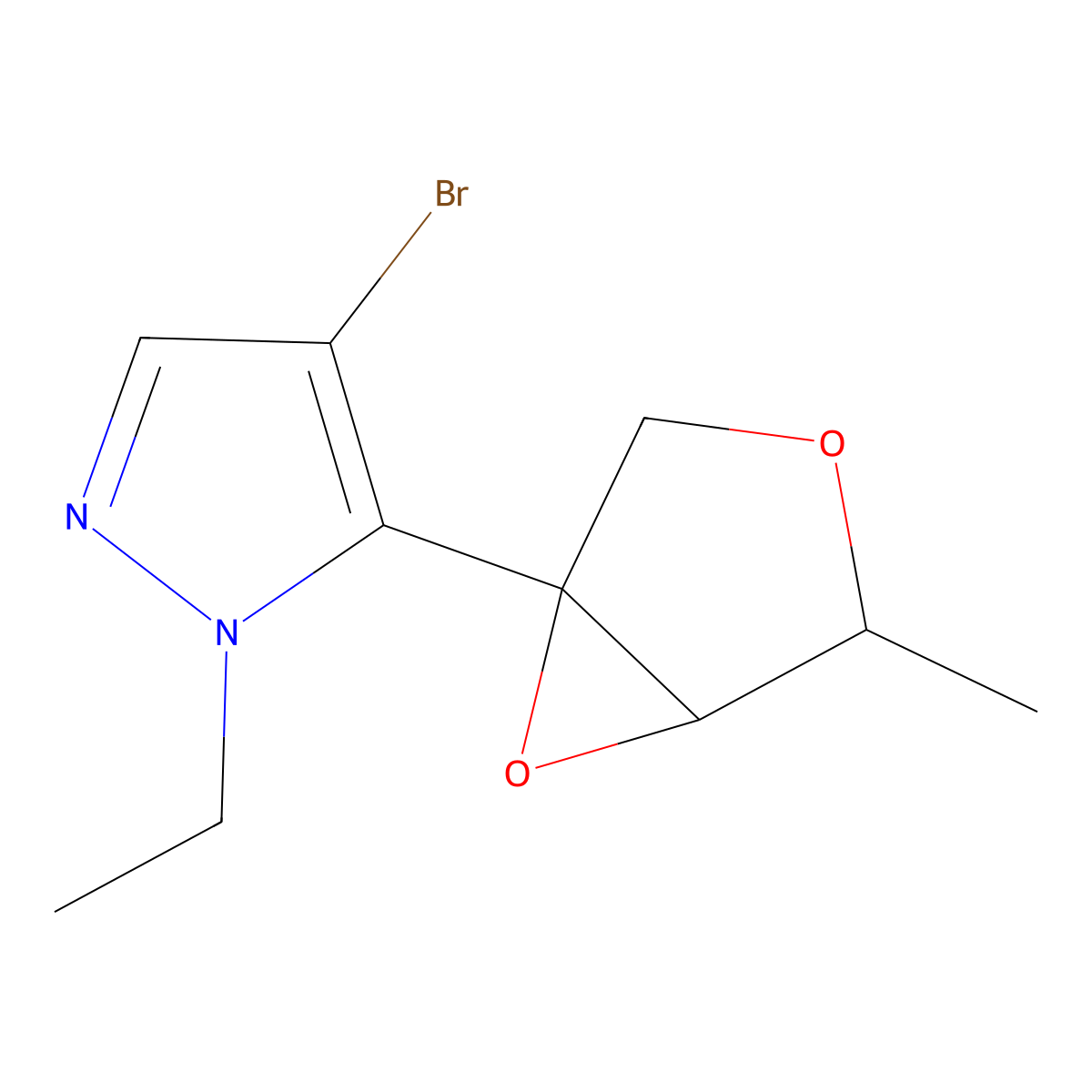 4-Bromo-1-ethyl-5-{4-methyl-3,6-dioxabicyclo[3.1.0]hexan-1-yl}-1H-pyrazole molecular structure, CAS 2059940-52-0