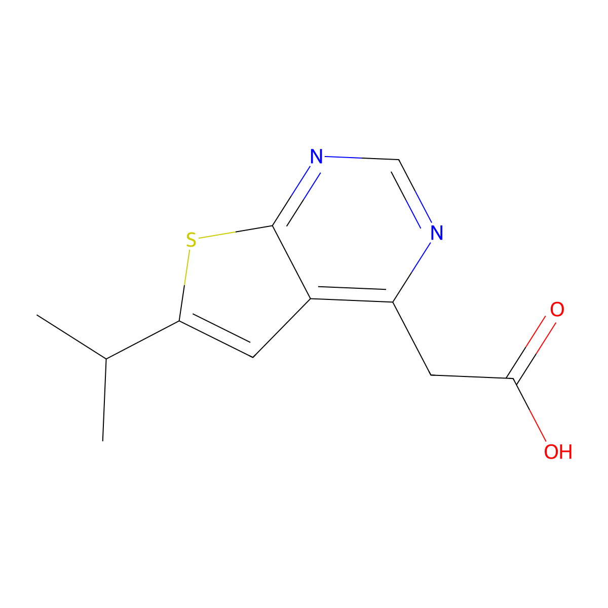 2-[6-(Propan-2-yl)thieno[2,3-d]pyrimidin-4-yl]acetic acid molecular structure, CAS 2059940-55-3