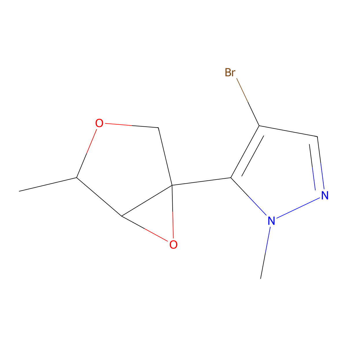 4-Bromo-1-methyl-5-{4-methyl-3,6-dioxabicyclo[3.1.0]hexan-1-yl}-1H-pyrazole molecular structure, CAS 2059940-56-4