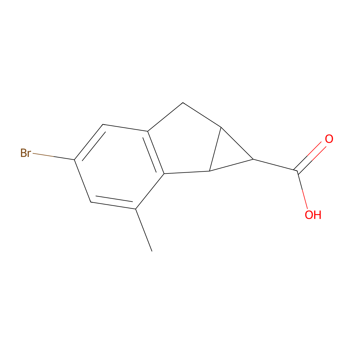 4-Bromo-2-methyl-1H,1aH,6H,6aH-cyclopropa[a]indene-1-carboxylic acid molecular structure, CAS 2059940-60-0
