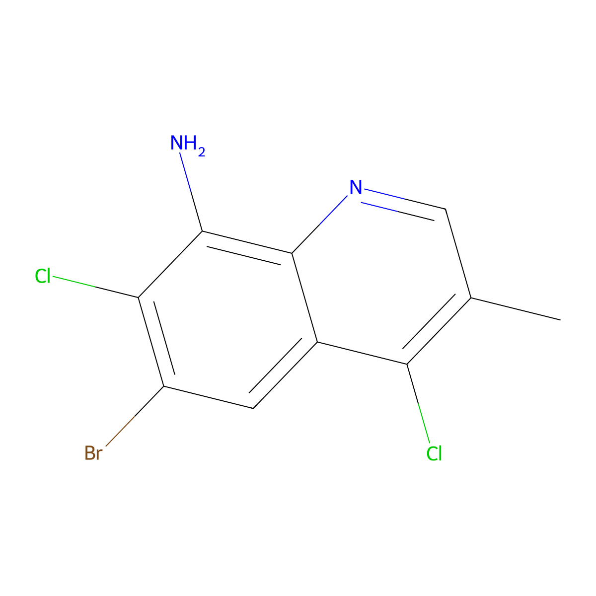 6-Bromo-4,7-dichloro-3-methylquinolin-8-amine molecular structure, CAS 2059940-62-2