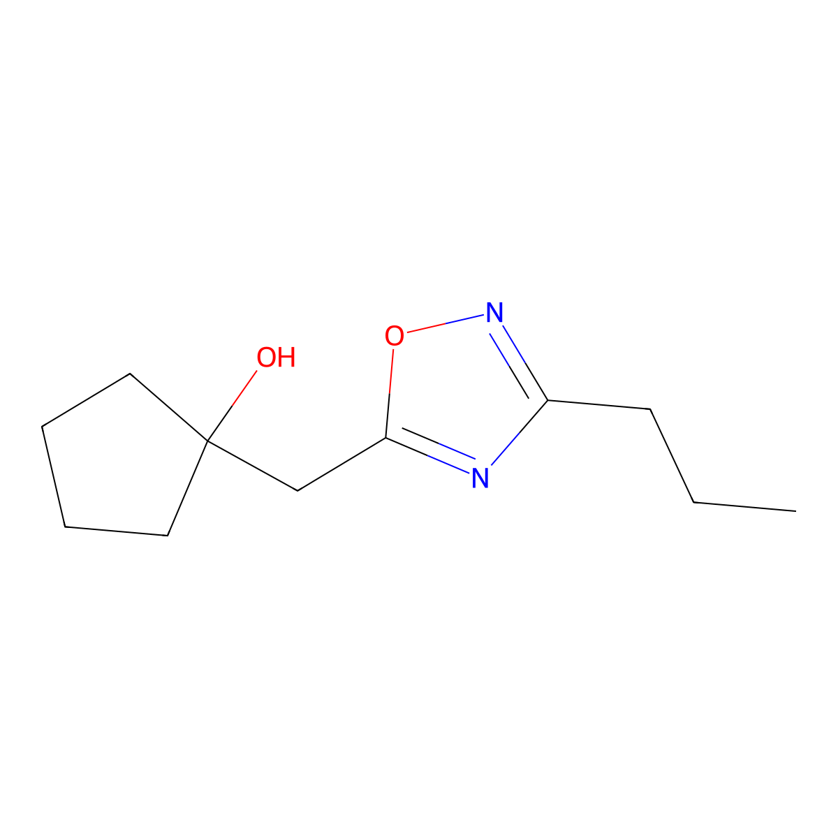 1-[(3-Propyl-1,2,4-oxadiazol-5-yl)methyl]cyclopentan-1-ol molecular structure, CAS 2059941-08-9