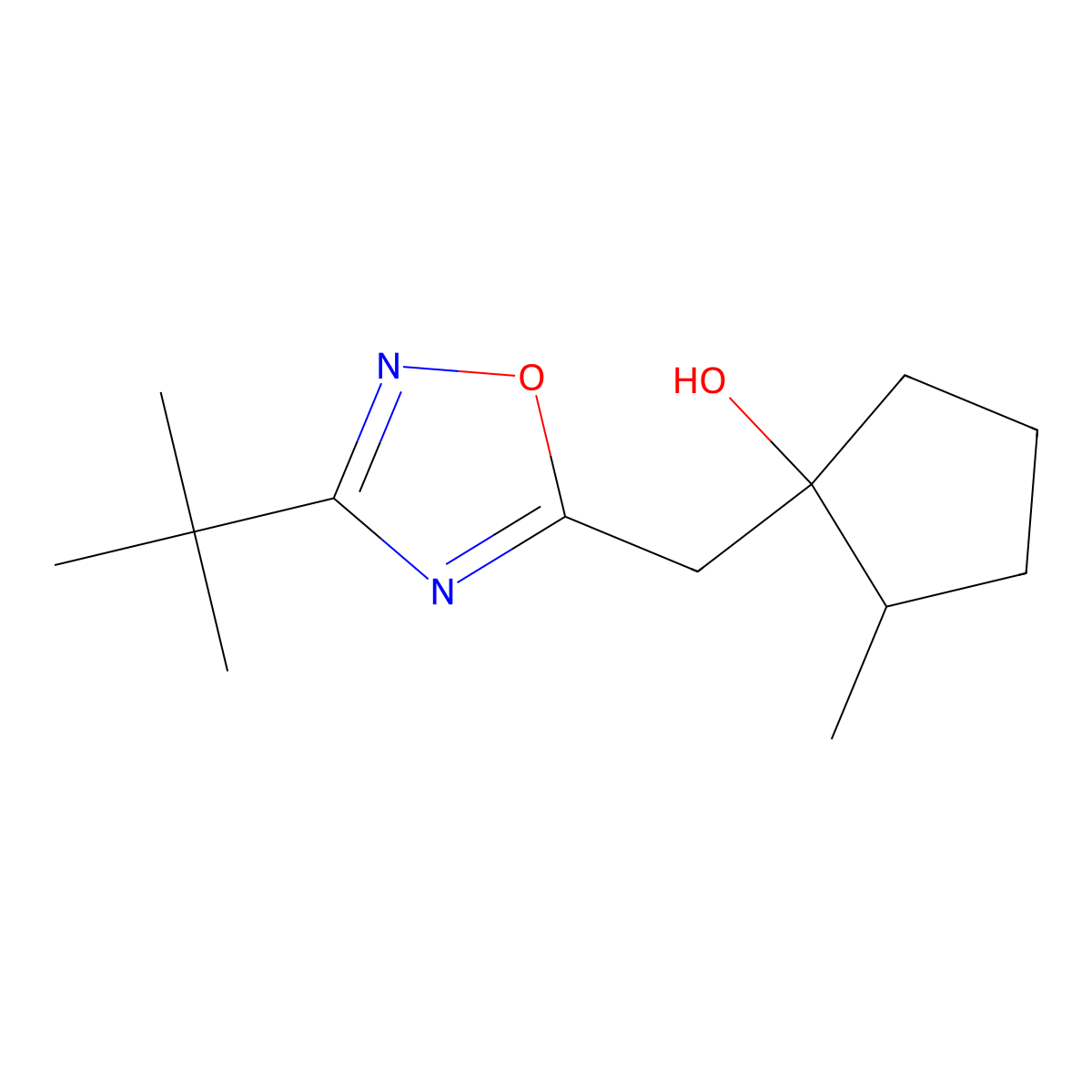 1-[(3-tert-Butyl-1,2,4-oxadiazol-5-yl)methyl]-2-methylcyclopentan-1-ol molecular structure, CAS 2059941-14-7