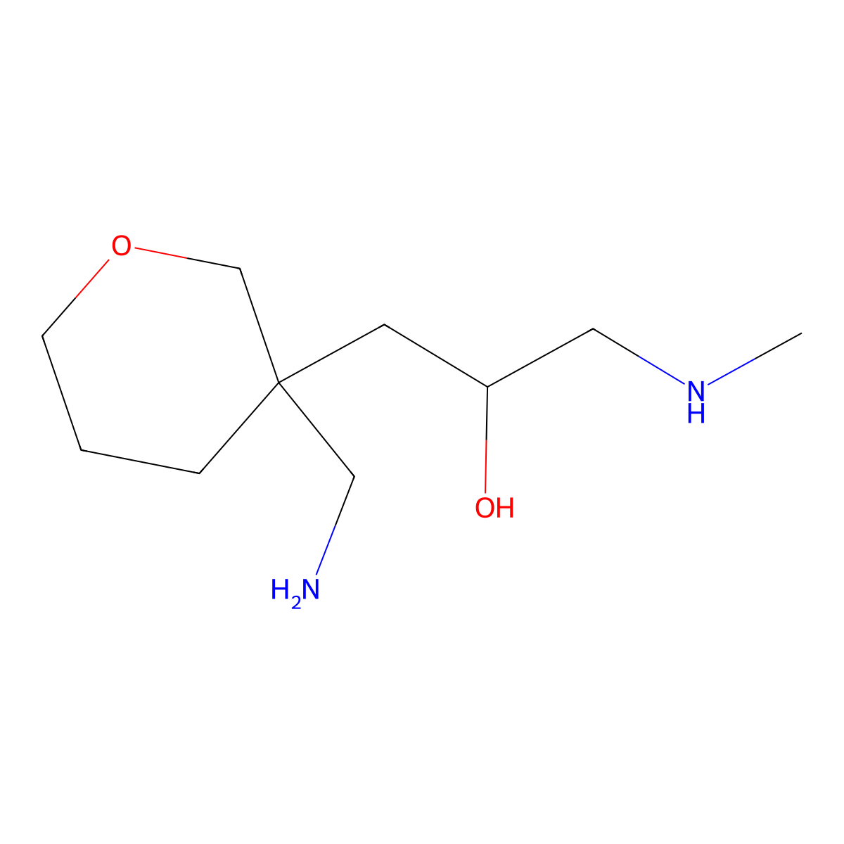 1-[3-(Aminomethyl)oxan-3-yl]-3-(methylamino)propan-2-ol molecular structure, CAS 2059941-30-7