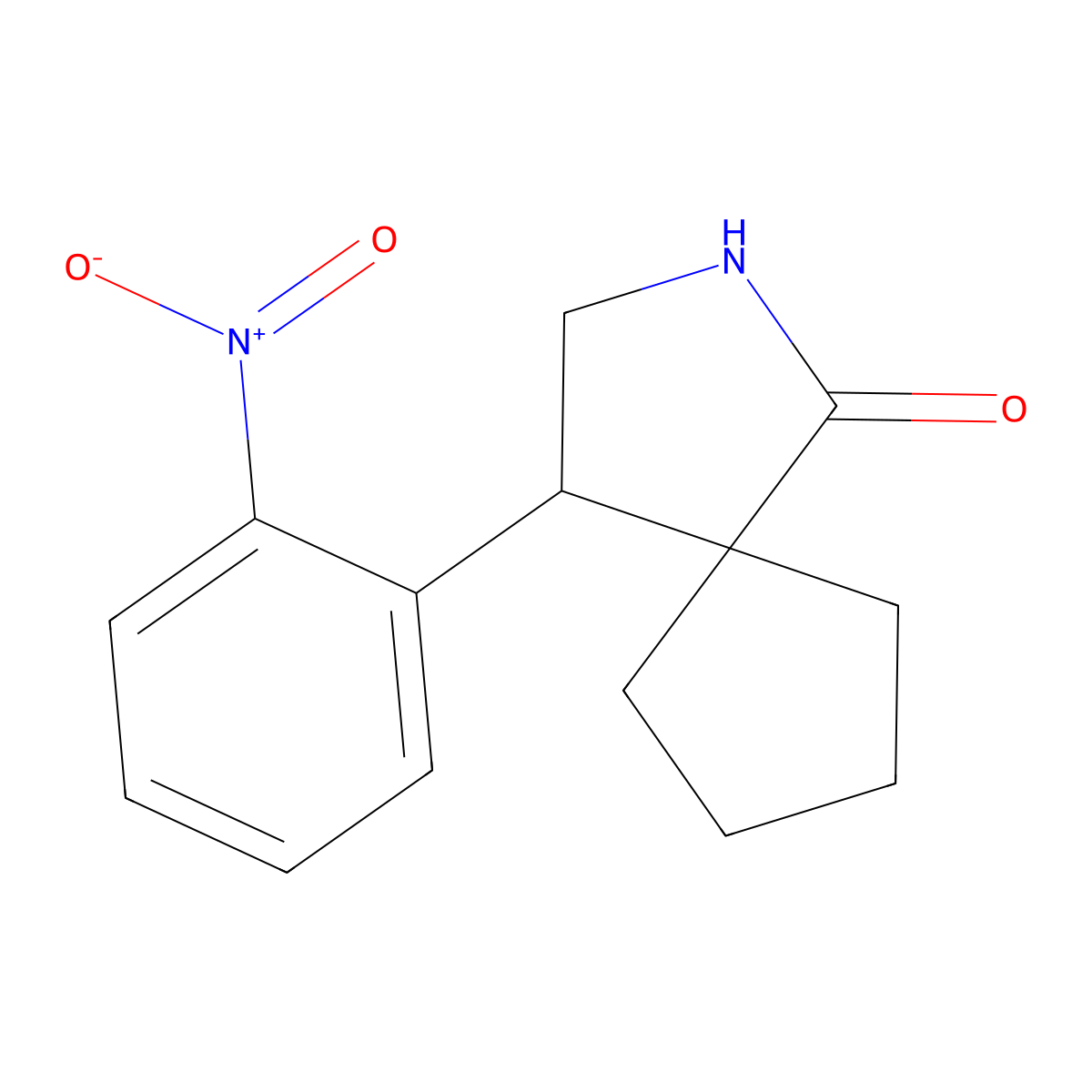 4-(2-Nitrophenyl)-2-azaspiro[4.4]nonan-1-one molecular structure, CAS 2059941-31-8