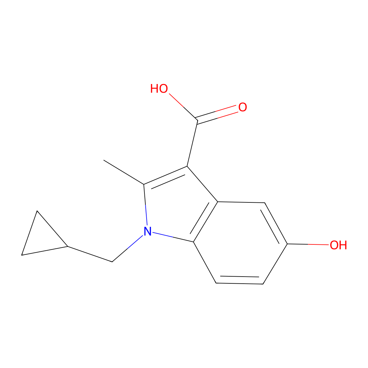 1-(Cyclopropylmethyl)-5-hydroxy-2-methyl-1H-indole-3-carboxylic acid molecular structure, CAS 2059941-32-9