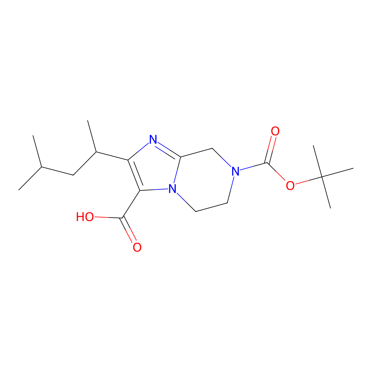 7-[(tert-Butoxy)carbonyl]-2-(4-methylpentan-2-yl)-5H,6H,7H,8H-imidazo[1,2-a]pyrazine-3-carboxylic acid molecular structure, CAS 2059941-34-1