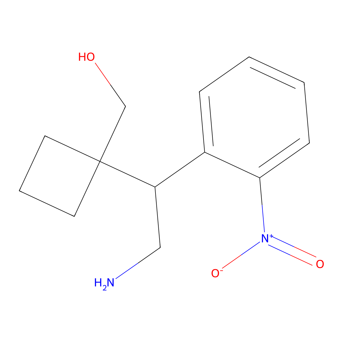 {1-[2-Amino-1-(2-nitrophenyl)ethyl]cyclobutyl}methanol molecular structure, CAS 2059941-52-3