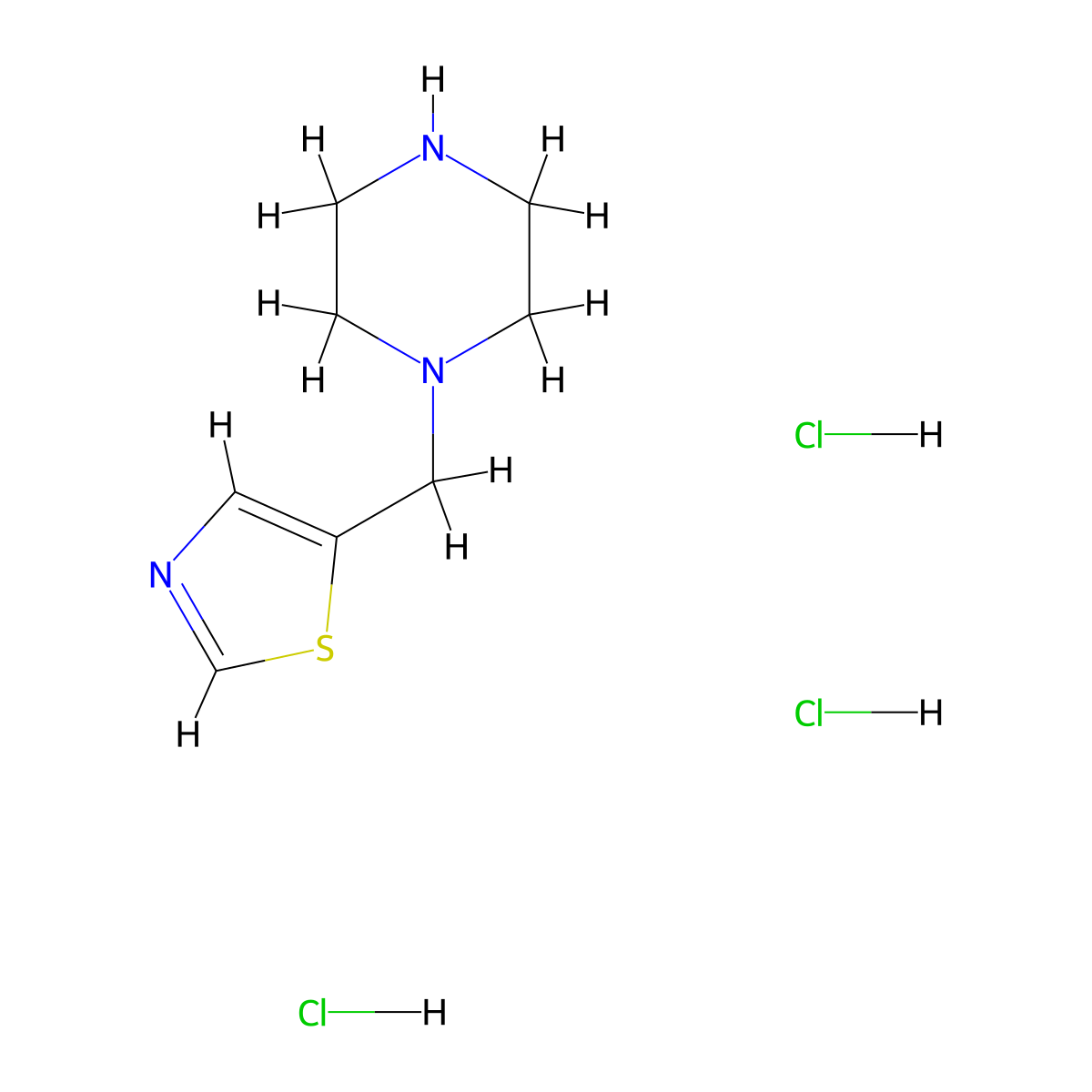 1-[(1,3-Thiazol-5-yl)methyl]piperazine trihydrochloride molecular structure, CAS 2059941-68-1