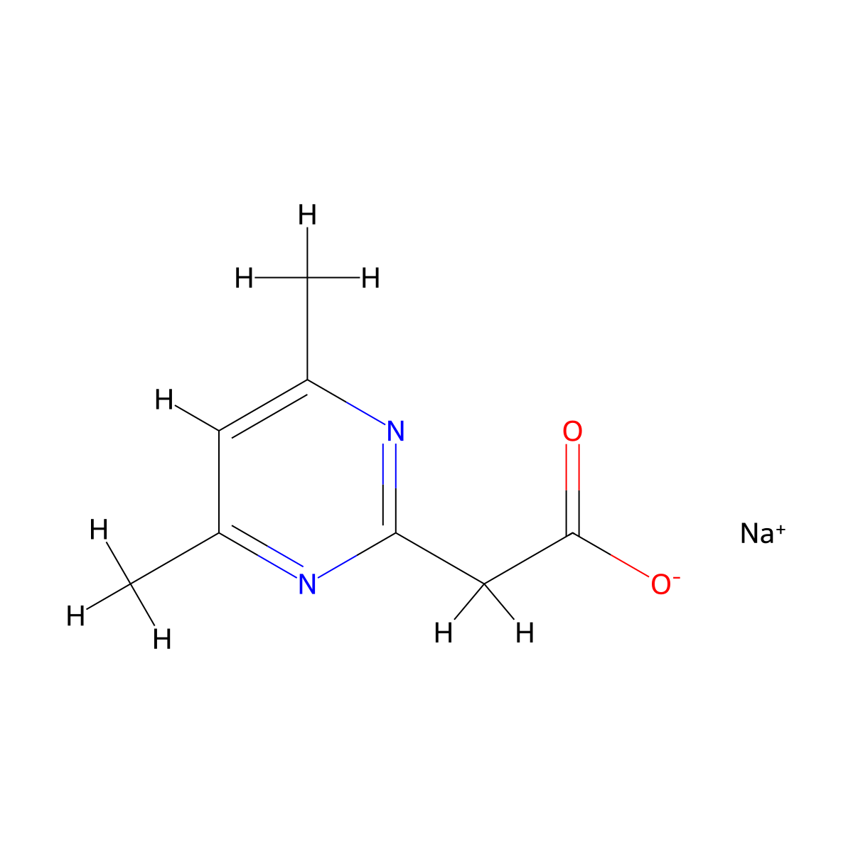 Sodium 2-(4,6-dimethylpyrimidin-2-yl)acetate molecular structure, CAS 2059941-69-2