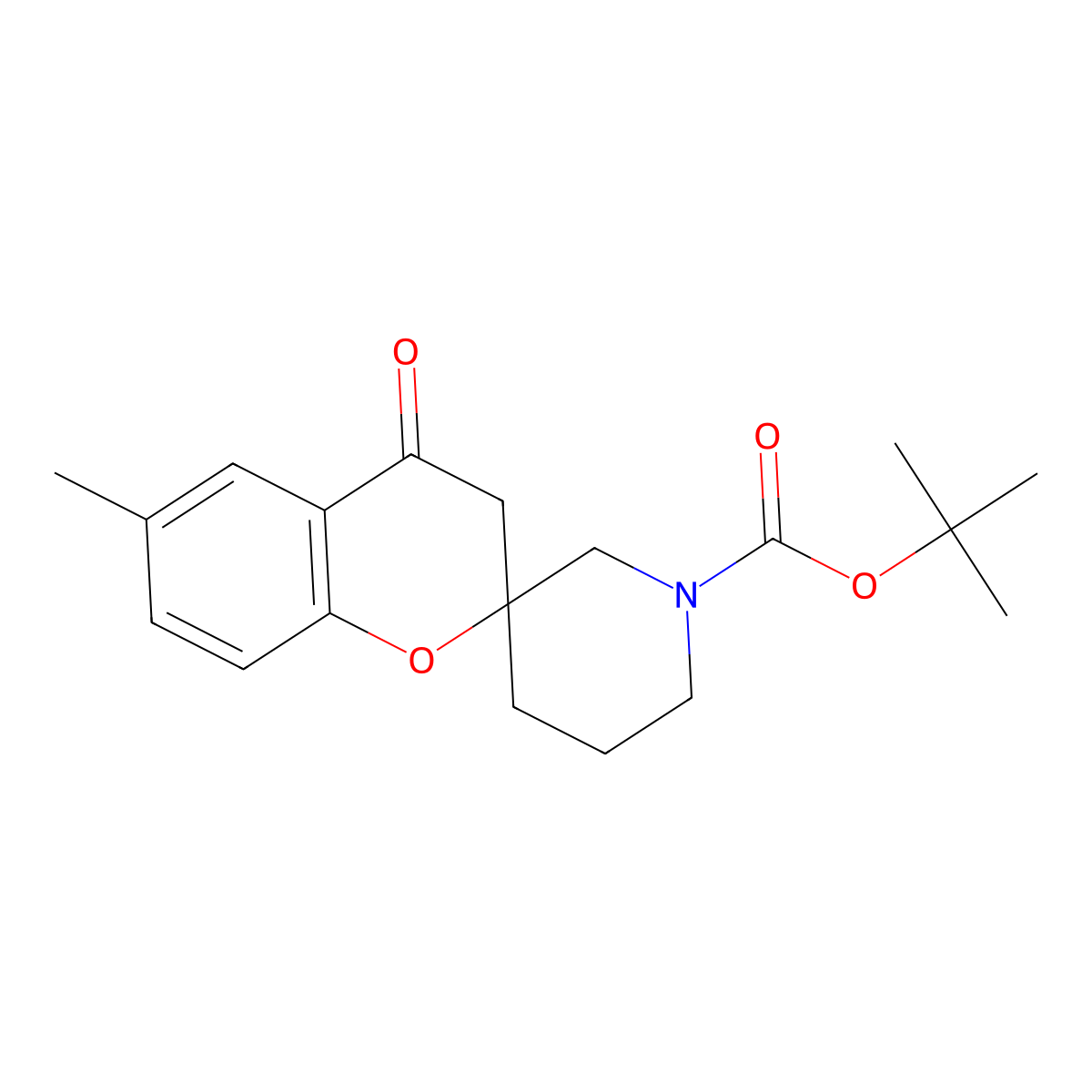 tert-Butyl 6-methyl-4-oxo-3,4-dihydrospiro[1-benzopyran-2,3'-piperidine]-1'-carboxylate molecular structure, CAS 2059941-75-0