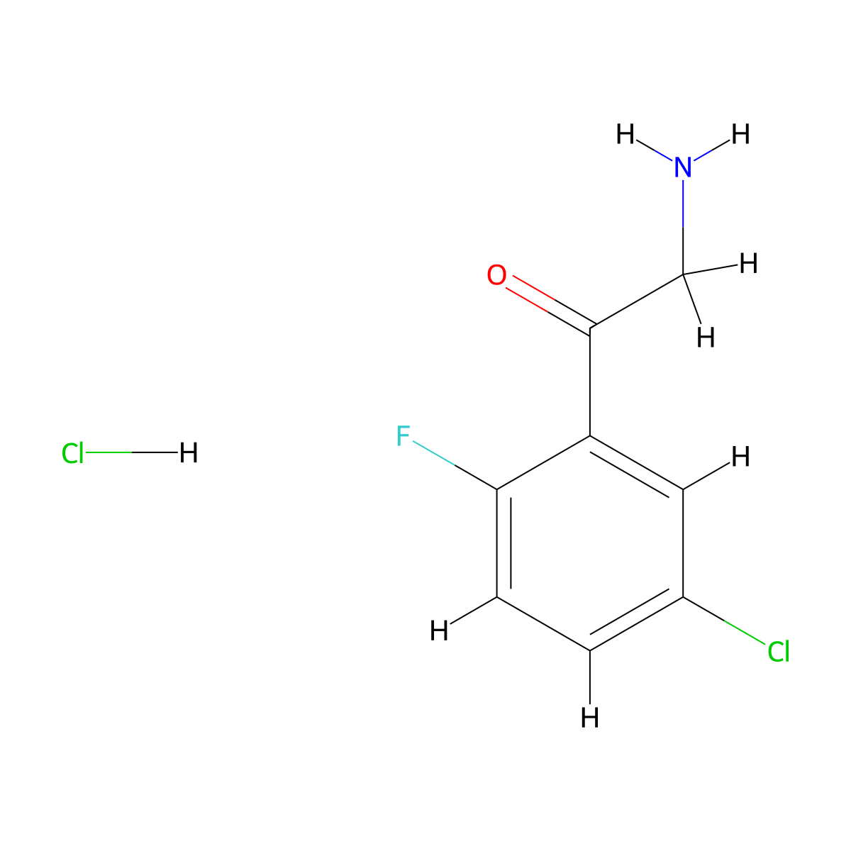 2-Amino-1-(5-chloro-2-fluorophenyl)ethan-1-one hydrochloride molecular structure, CAS 2059941-79-4
