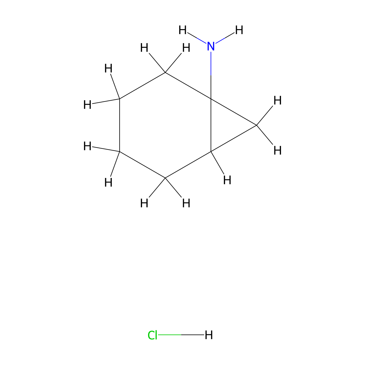 Bicyclo(4.1.0)heptan-1-amine hydrochloride molecular structure, CAS 2059941-89-6