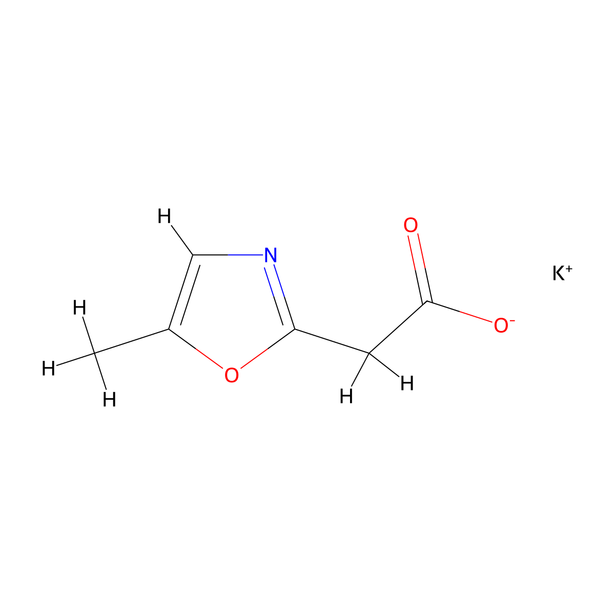 Potassium 2-(5-methyl-1,3-oxazol-2-yl)acetate molecular structure, CAS 2059941-95-4