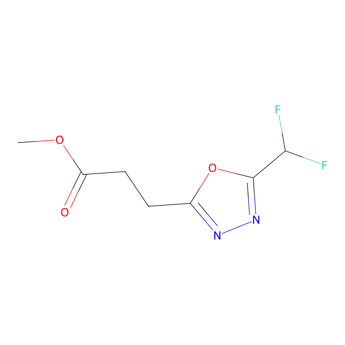 Methyl 3-[5-(difluoromethyl)-1,3,4-oxadiazol-2-yl]propanoate molecular structure, CAS 2059942-03-7
