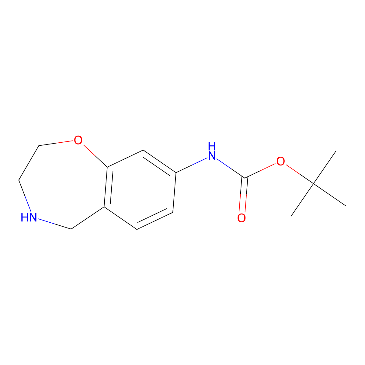 tert-butyl N-(2,3,4,5-tetrahydro-1,4-benzoxazepin-8-yl)carbamate molecular structure, CAS 2059942-41-3