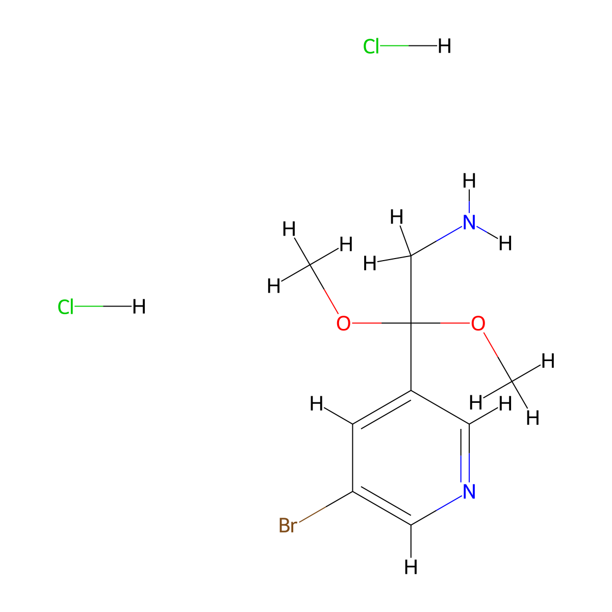 2-(5-Bromopyridin-3-yl)-2,2-dimethoxyethan-1-amine dihydrochloride molecular structure, CAS 2059942-49-1