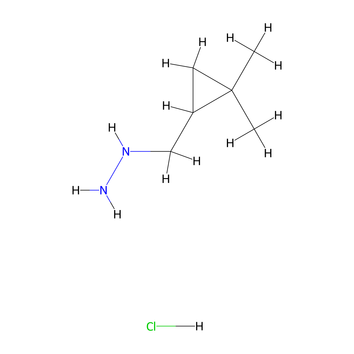 [(2,2-Dimethylcyclopropyl)methyl]hydrazine hydrochloride molecular structure, CAS 2059942-52-6