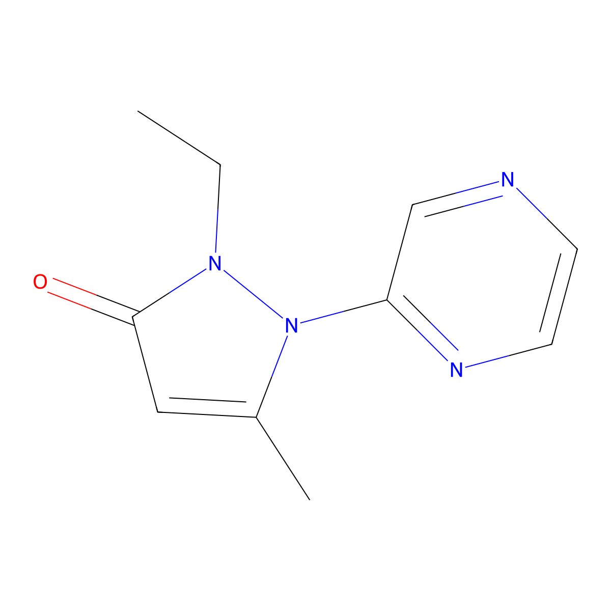 2-Ethyl-5-methyl-1-(pyrazin-2-yl)-2,3-dihydro-1H-pyrazol-3-one molecular structure, CAS 2059942-67-3
