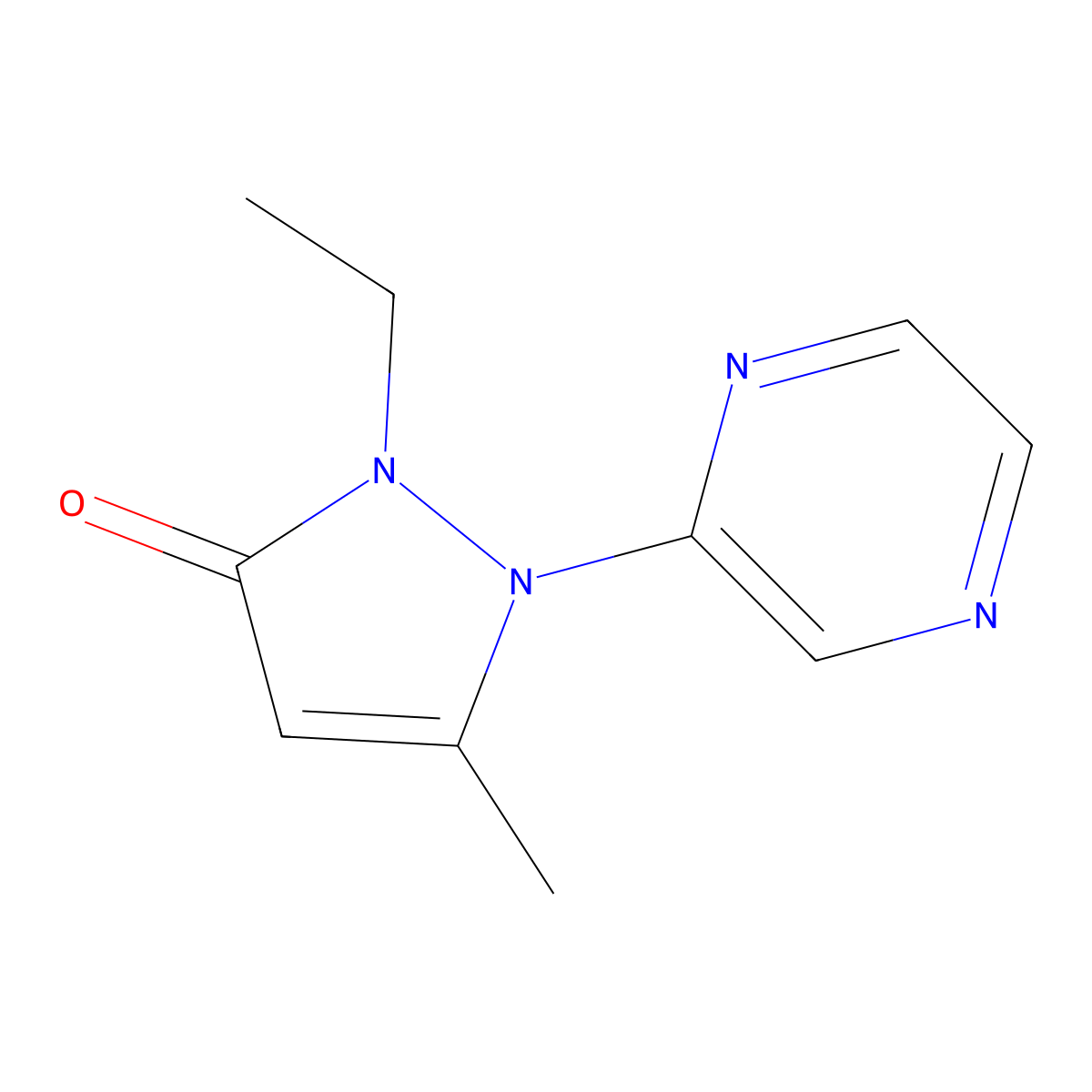 2-Ethyl-5-methyl-1-(pyrazin-2-yl)-2,3-dihydro-1H-pyrazol-3-one molecular structure, CAS 2059942-67-3