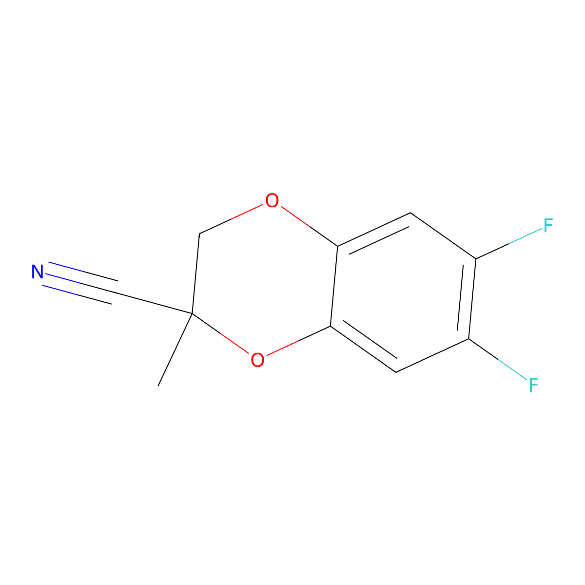 6,7-Difluoro-2-methyl-2,3-dihydro-1,4-benzodioxine-2-carbonitrile molecular structure, CAS 2059943-55-2