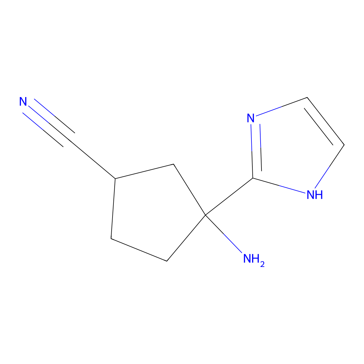 3-Amino-3-(1H-imidazol-2-yl)cyclopentane-1-carbonitrile molecular structure, CAS 2059943-61-0