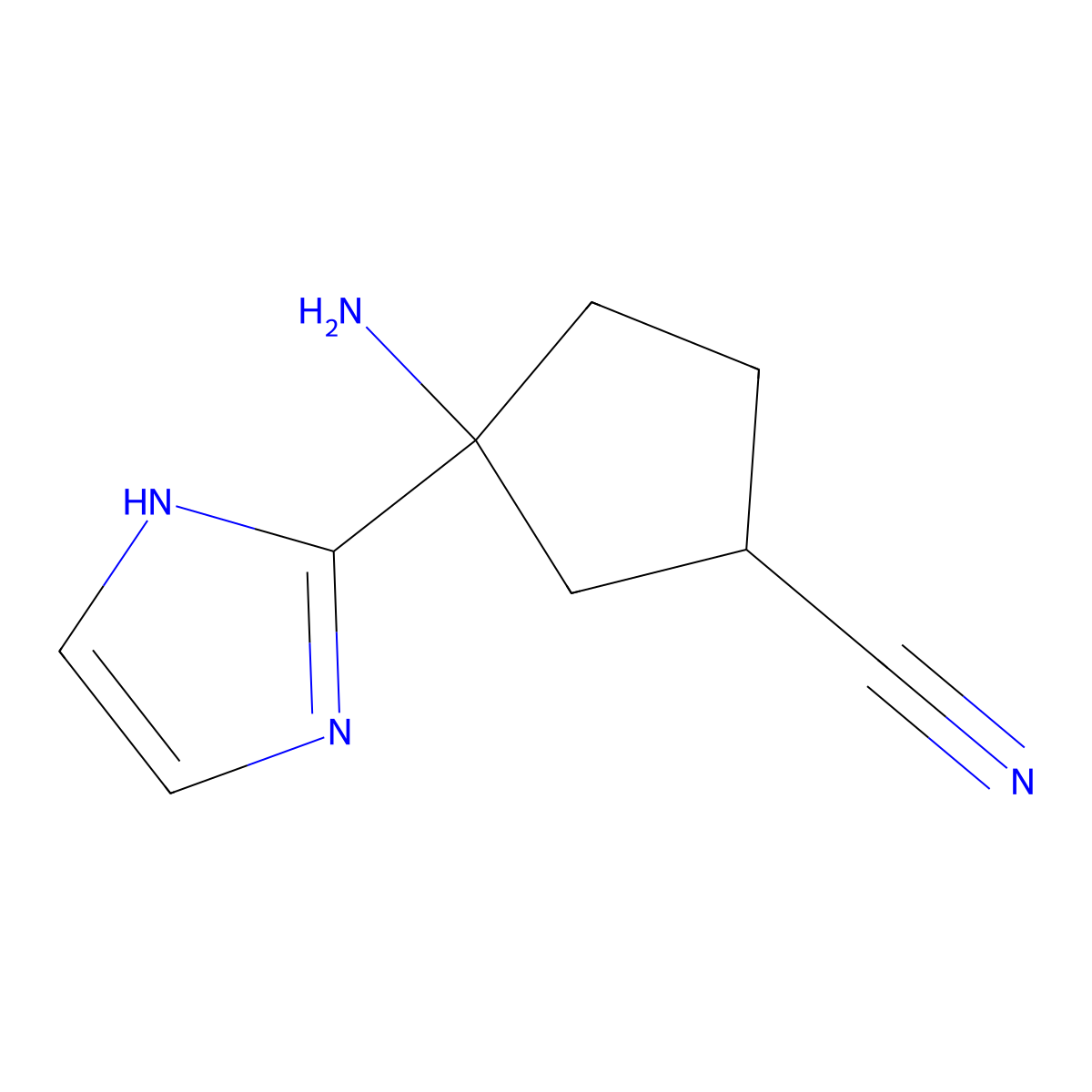 3-Amino-3-(1H-imidazol-2-yl)cyclopentane-1-carbonitrile molecular structure, CAS 2059943-61-0