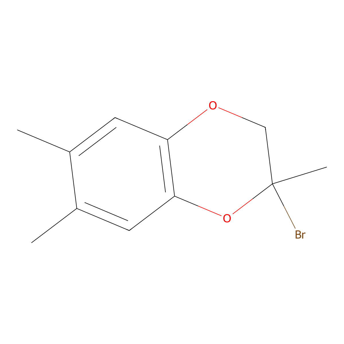 2-Bromo-2,6,7-trimethyl-2,3-dihydro-1,4-benzodioxine molecular structure, CAS 2059943-63-2