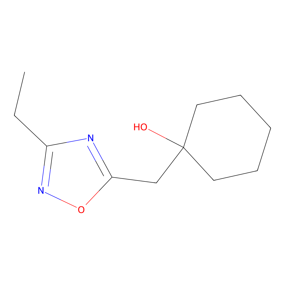 1-[(3-Ethyl-1,2,4-oxadiazol-5-yl)methyl]cyclohexan-1-ol molecular structure, CAS 2059943-78-9