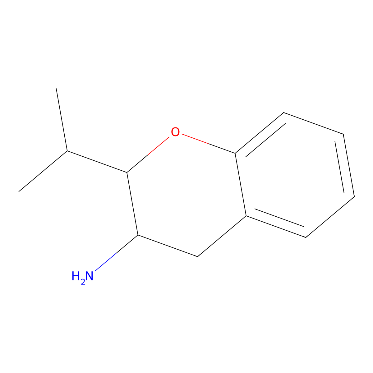 2-(Propan-2-yl)-3,4-dihydro-2H-1-benzopyran-3-amine molecular structure, CAS 2059943-80-3