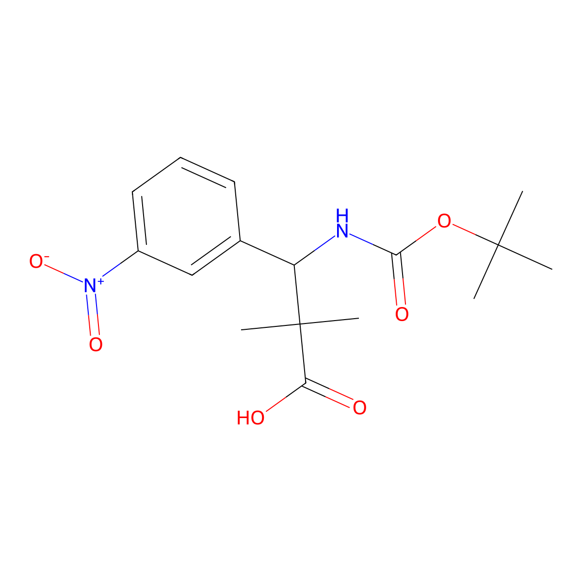 3-{[(Tert-butoxy)carbonyl]amino}-2,2-dimethyl-3-(3-nitrophenyl)propanoic acid molecular structure, CAS 2059943-85-8