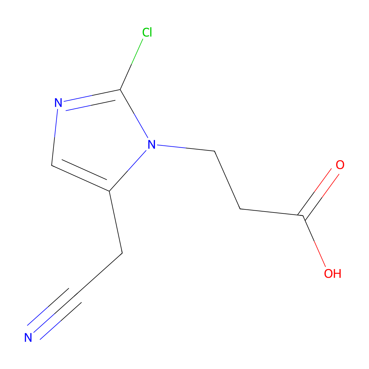 3-[2-Chloro-5-(cyanomethyl)-1H-imidazol-1-yl]propanoic acid molecular structure, CAS 2059943-86-9