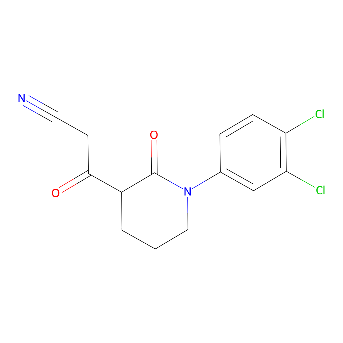 3-[1-(3,4-Dichlorophenyl)-2-oxopiperidin-3-yl]-3-oxopropanenitrile molecular structure, CAS 2059943-92-7