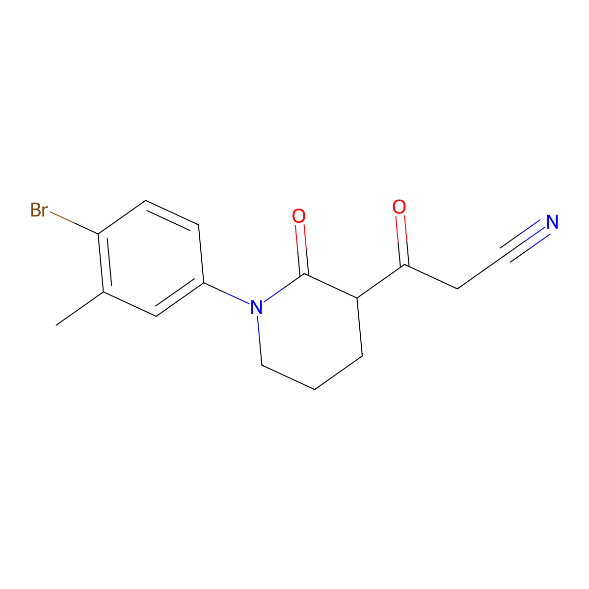 3-[1-(4-Bromo-3-methylphenyl)-2-oxopiperidin-3-yl]-3-oxopropanenitrile molecular structure, CAS 2059944-05-5