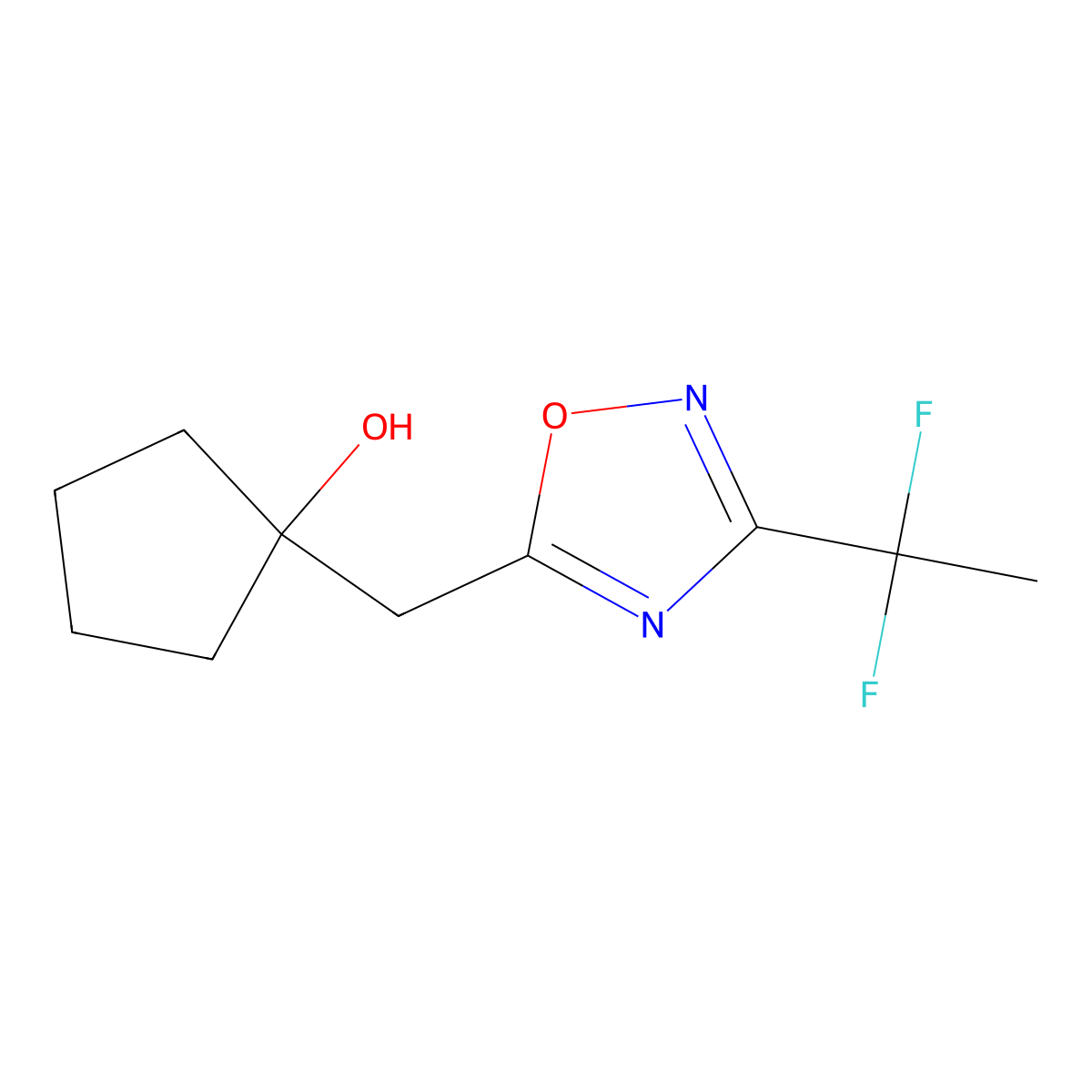 1-{[3-(1,1-Difluoroethyl)-1,2,4-oxadiazol-5-yl]methyl}cyclopentan-1-ol molecular structure, CAS 2059944-08-8