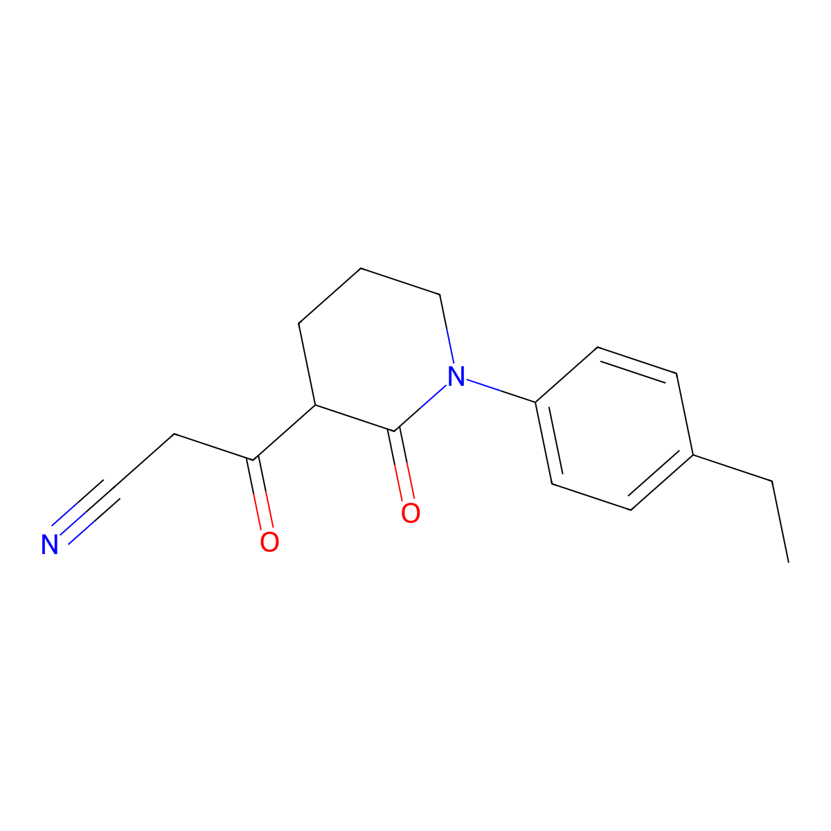 3-[1-(4-Ethylphenyl)-2-oxopiperidin-3-yl]-3-oxopropanenitrile molecular structure, CAS 2059944-10-2
