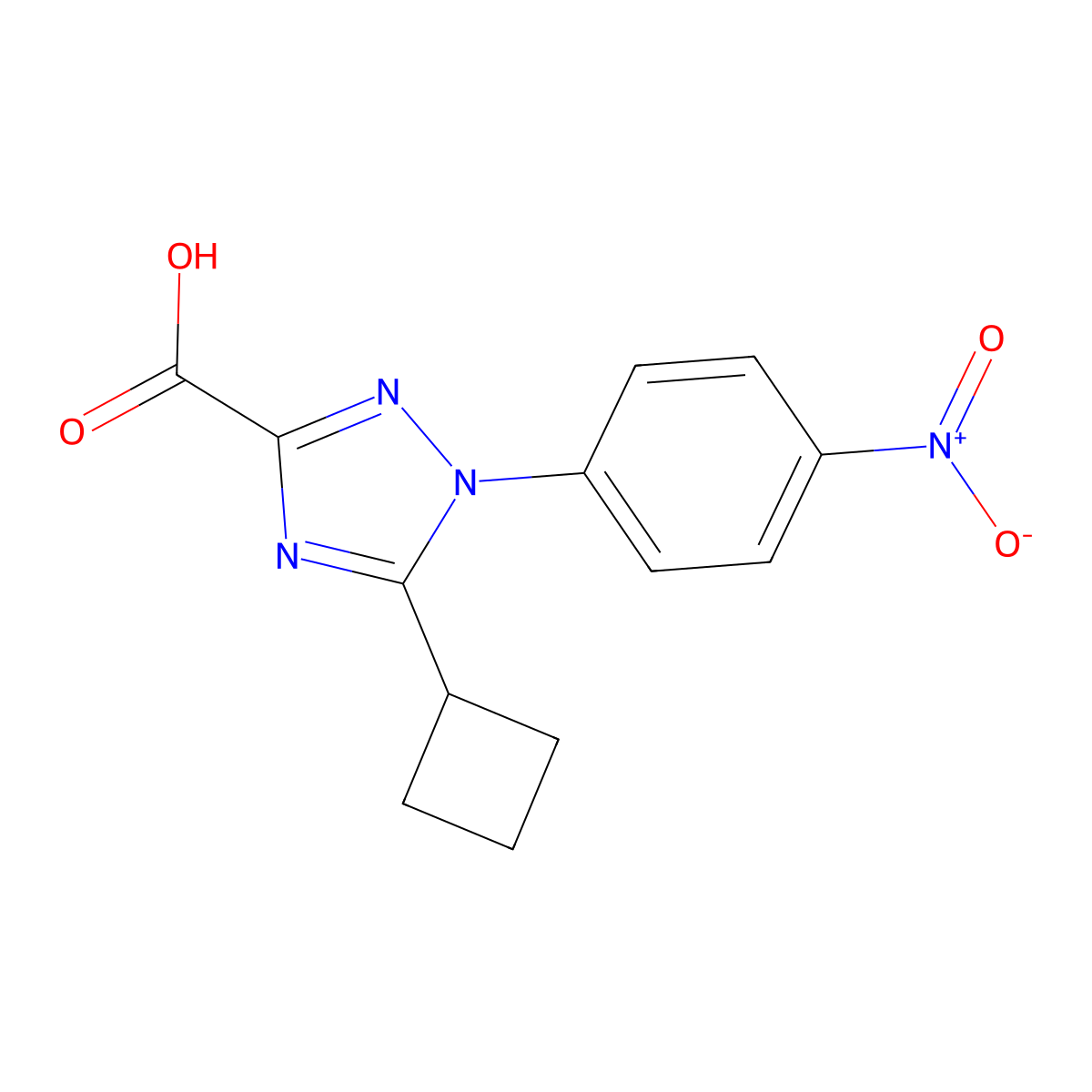 5-Cyclobutyl-1-(4-nitrophenyl)-1H-1,2,4-triazole-3-carboxylic acid molecular structure, CAS 2059944-16-8