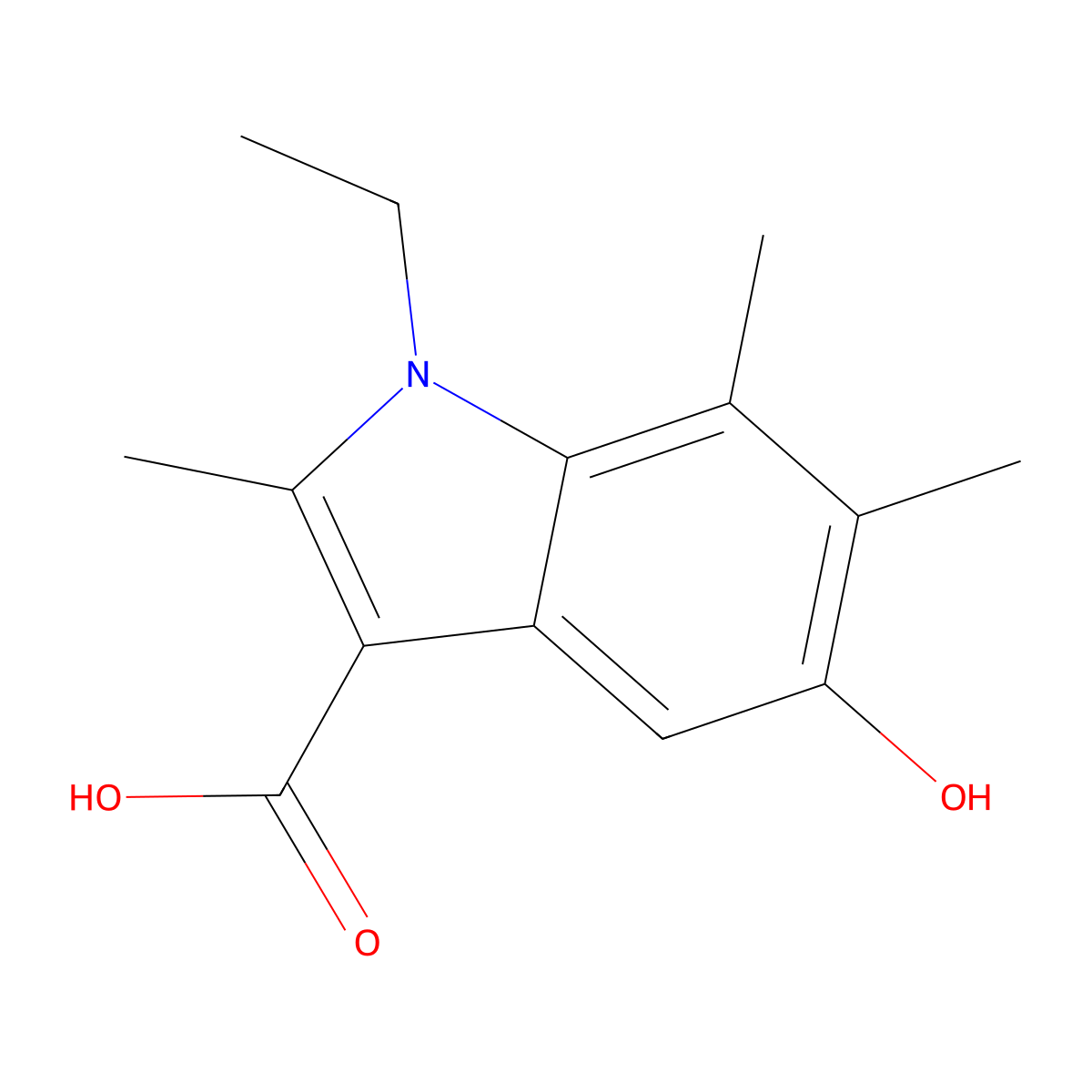1-Ethyl-5-hydroxy-2,6,7-trimethyl-1H-indole-3-carboxylic acid molecular structure, CAS 2059944-23-7