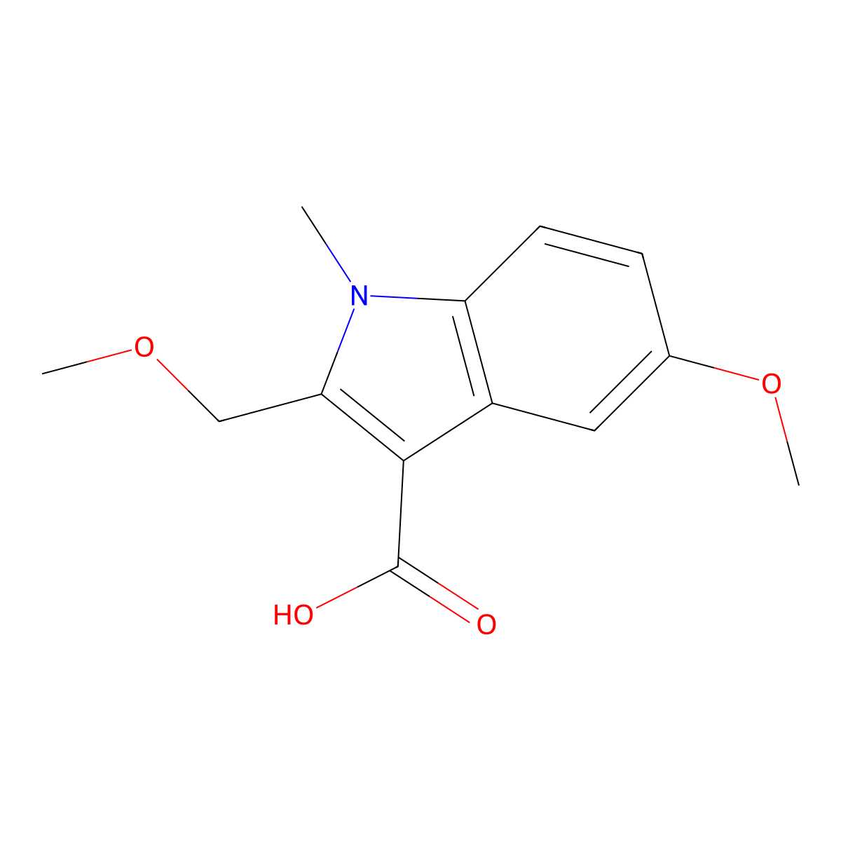 5-Methoxy-2-(methoxymethyl)-1-methyl-1H-indole-3-carboxylic acid molecular structure, CAS 2059944-26-0