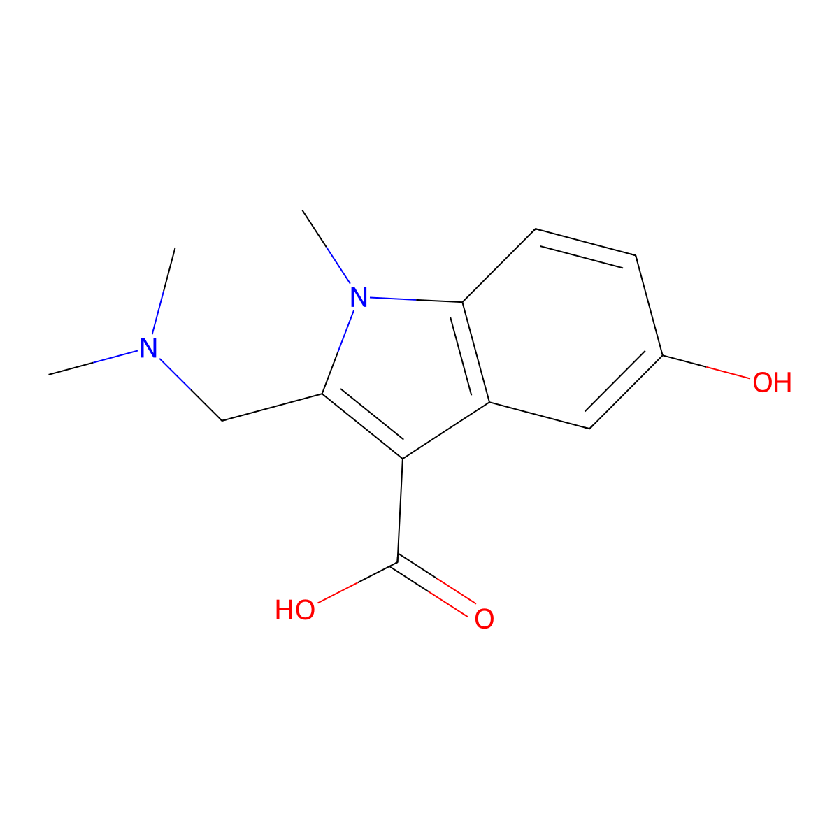 2-[(Dimethylamino)methyl]-5-hydroxy-1-methyl-1H-indole-3-carboxylic acid molecular structure, CAS 2059944-32-8